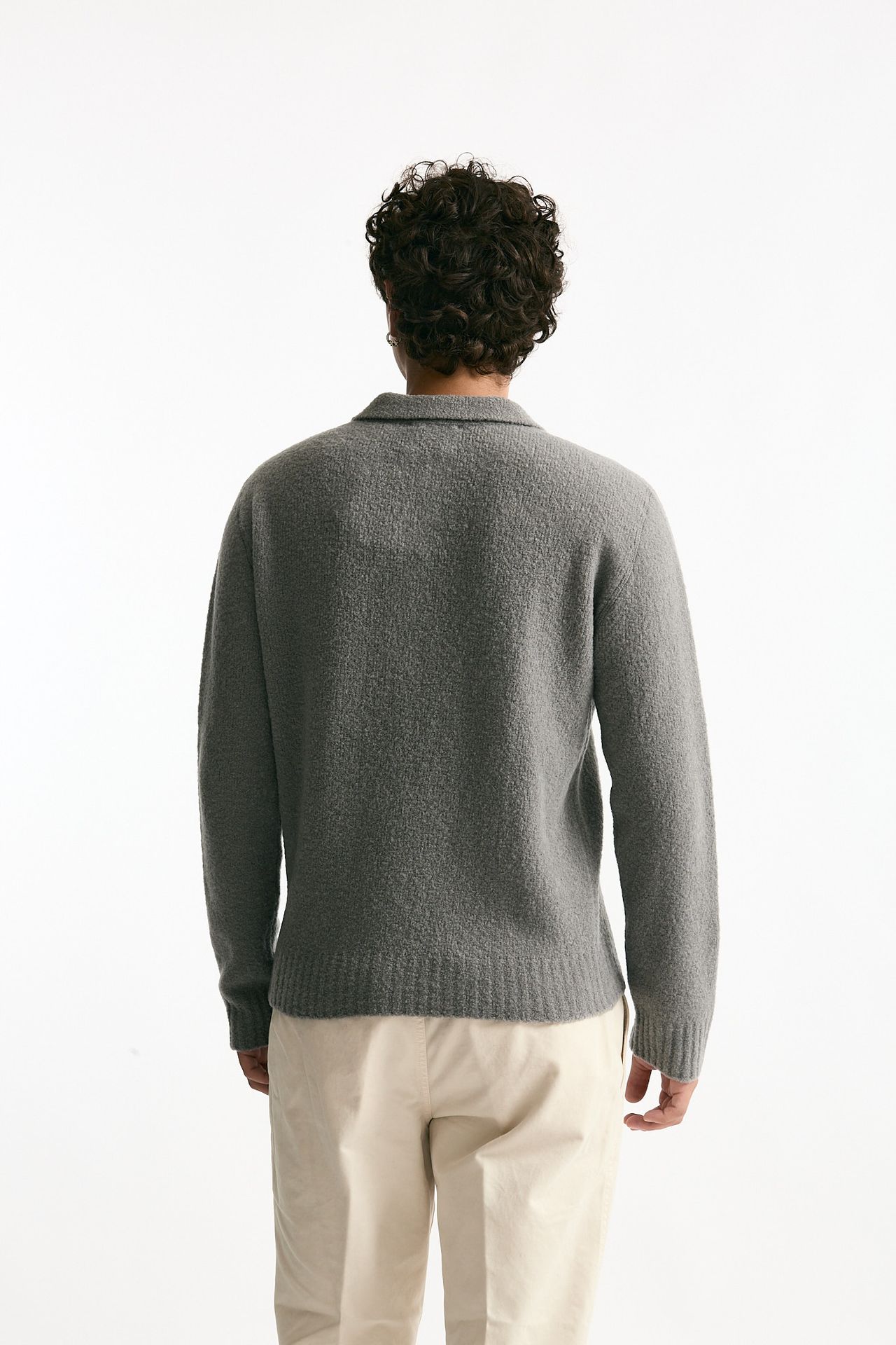 Polo in lana e poliammide grigio uomo Diana studio - 3