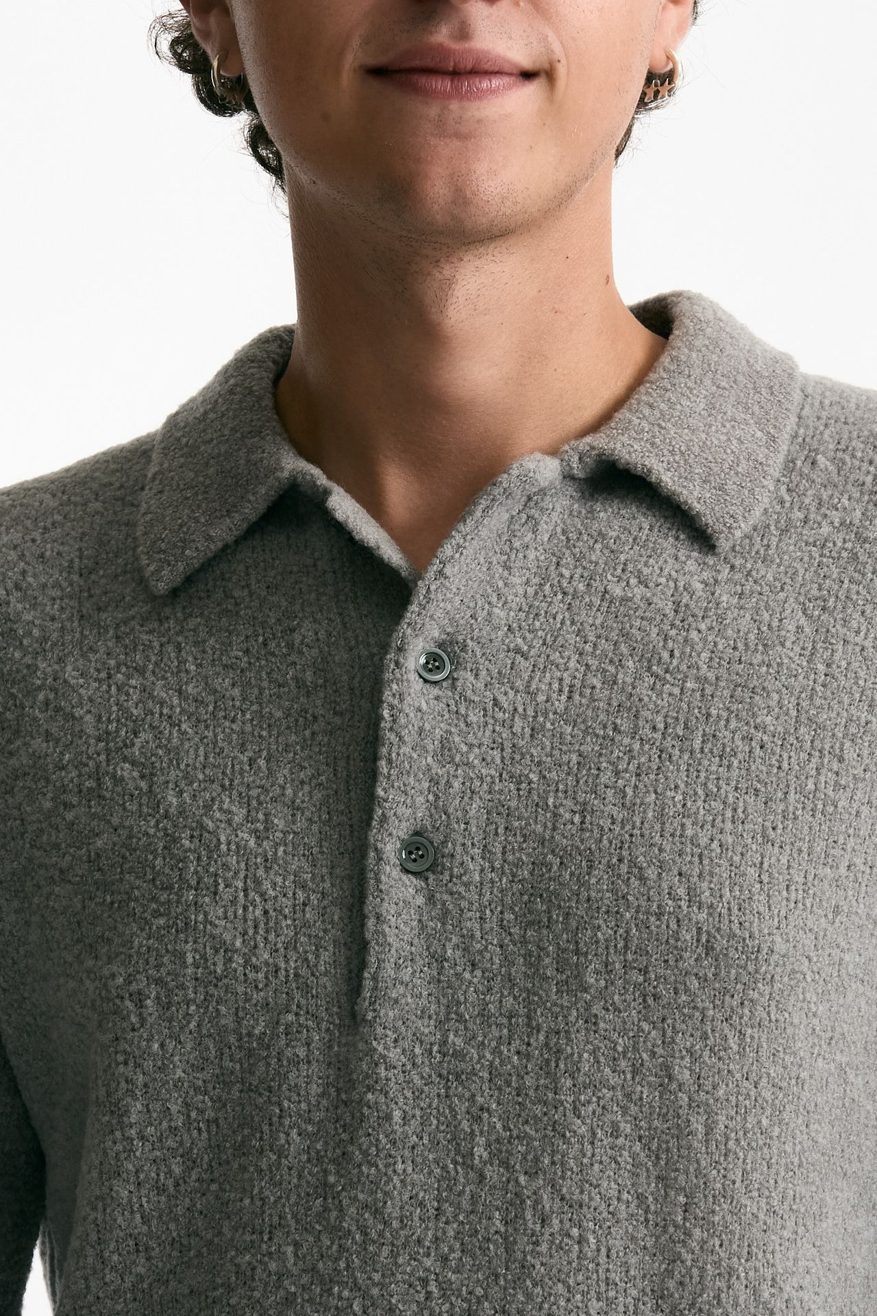 Polo in lana e poliammide grigio uomo Diana studio - 5