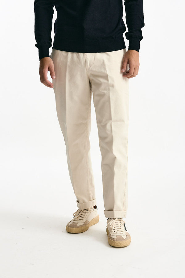 Pantalone ZYAN in cotone fermo panna uomo Dondup