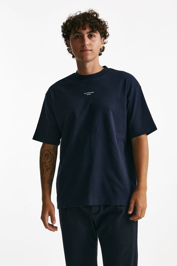 t-shirt in cotone blu uomo Drôle de monsieur