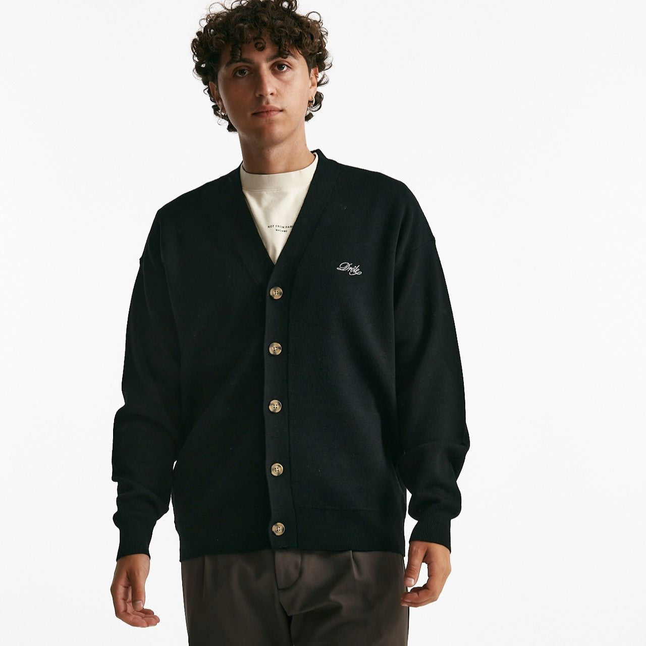 cardigan in lana merinos nero uomo Drôle de monsieur - 7