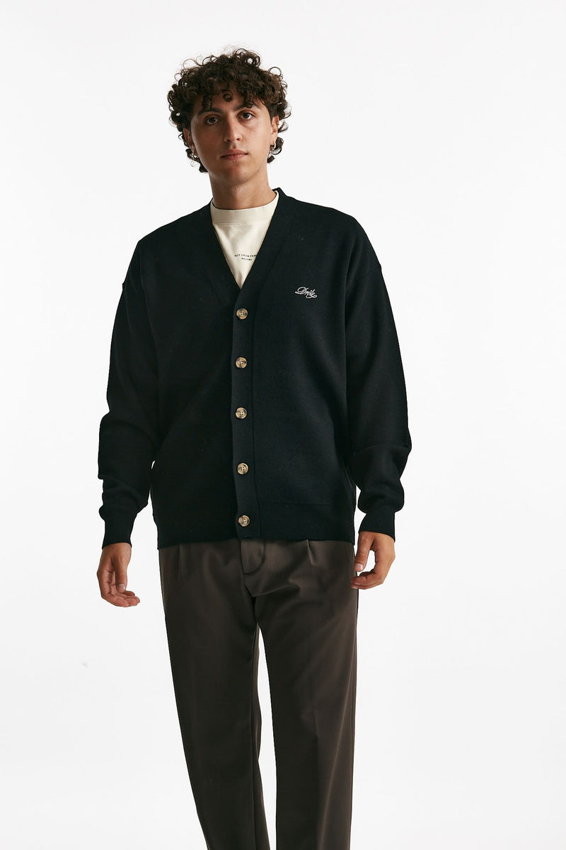 cardigan in lana merinos nero uomo Drôle de monsieur - 1