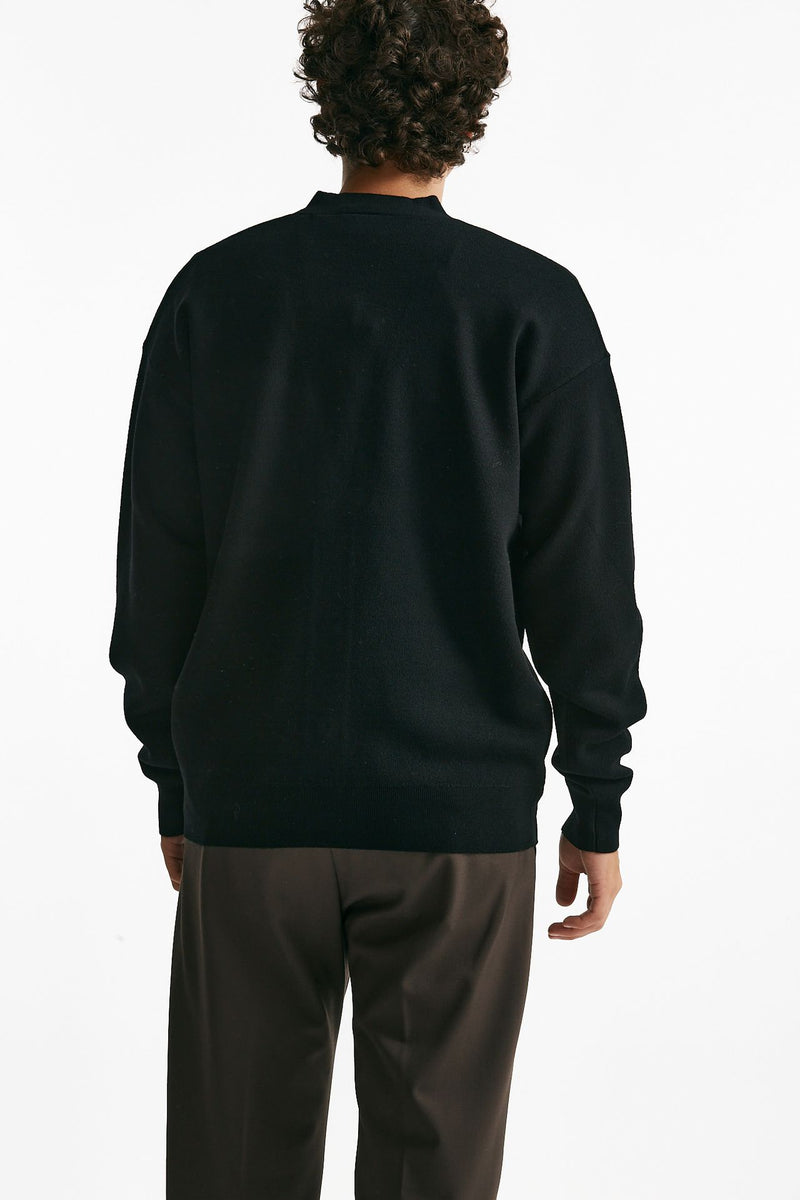 cardigan in lana merinos nero uomo Drôle de monsieur - 3