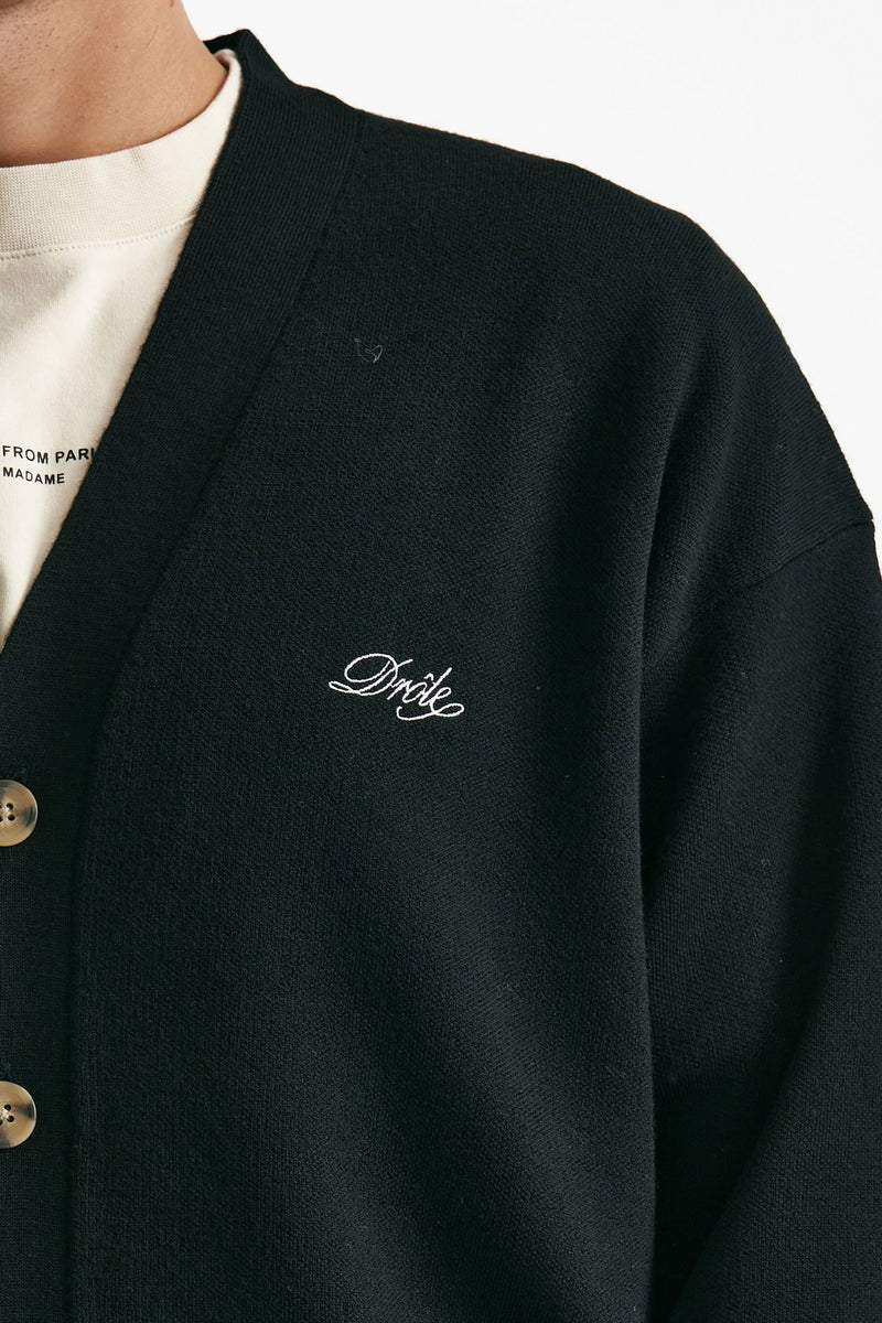 cardigan in lana merinos nero uomo Drôle de monsieur - 5