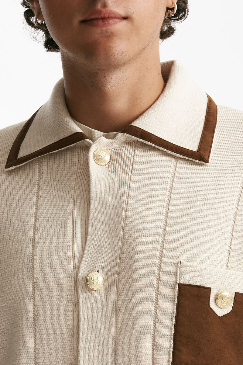 cardigan in lana merinos beige uomo Drôle de monsieur - 5