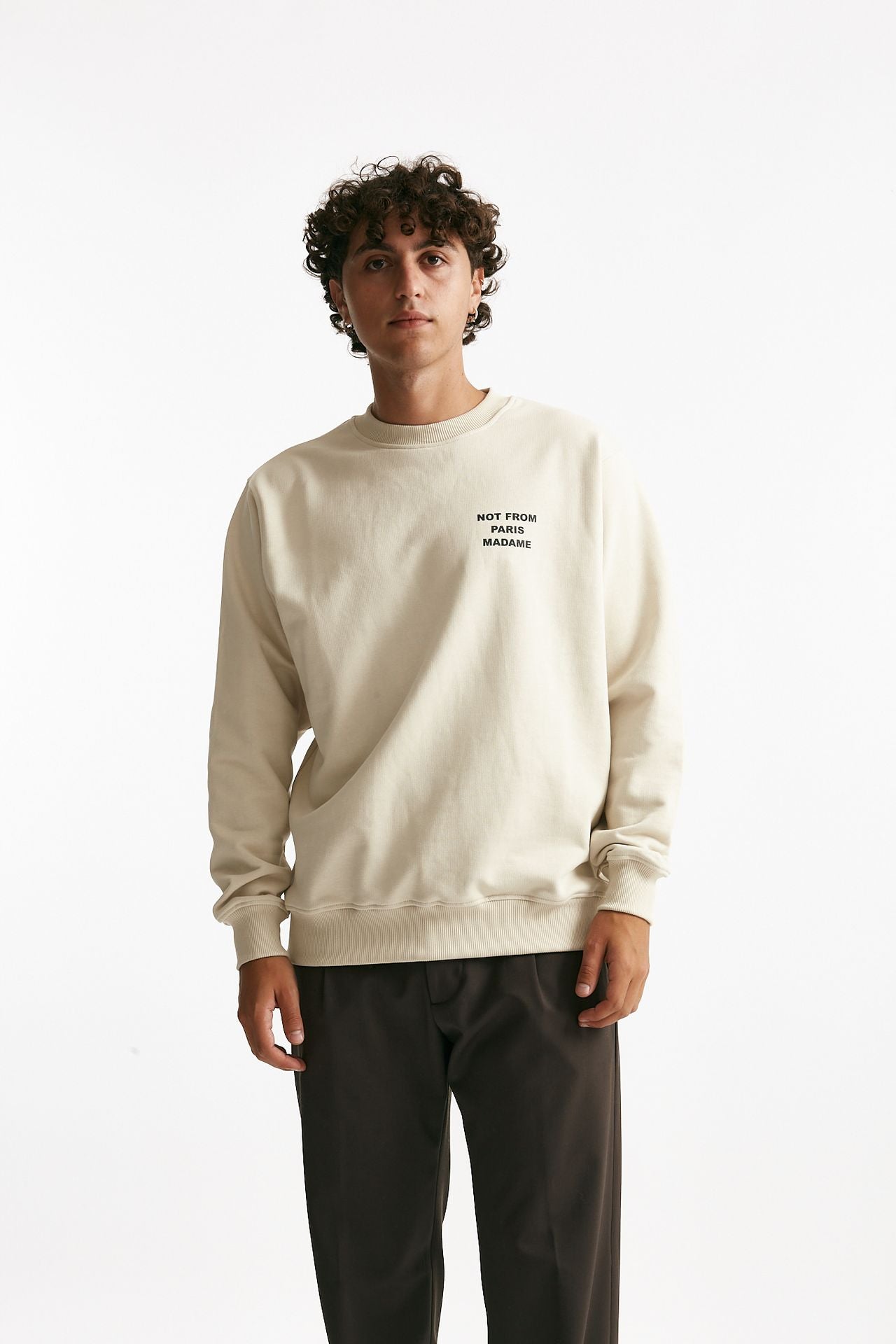 felpa in cotone panna uomo Drôle de monsieur - 1