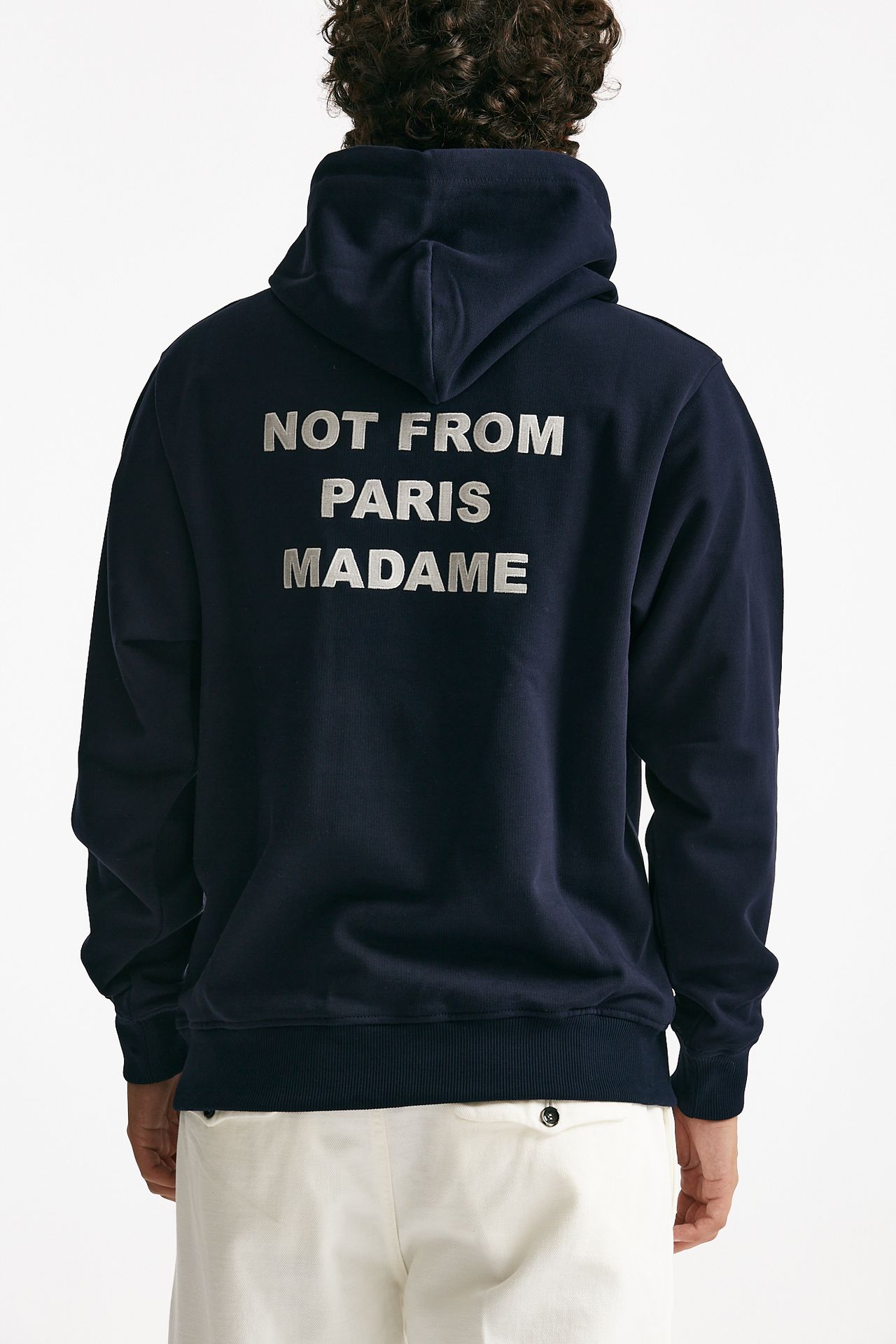felpa cappuccio con coulisse in cotone blu uomo Drôle de monsieur - 3