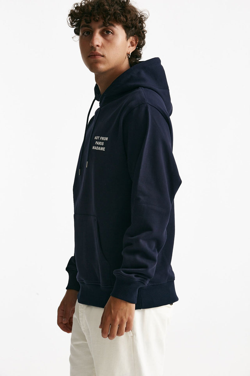 felpa cappuccio con coulisse in cotone blu uomo Drôle de monsieur - 4