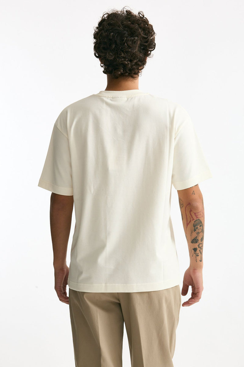 T-shirt in cotone panna stampa uomo Drôle de monsieur - 4