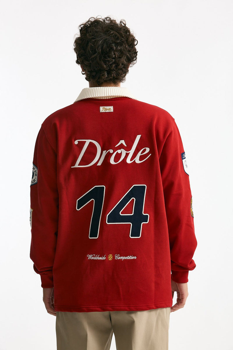 Felpa polo in cotone rosso uomo Drôle de monsieur - 4