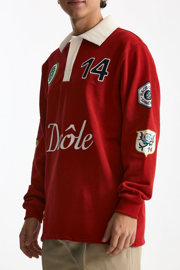 Felpa polo in cotone rosso uomo Drôle de monsieur