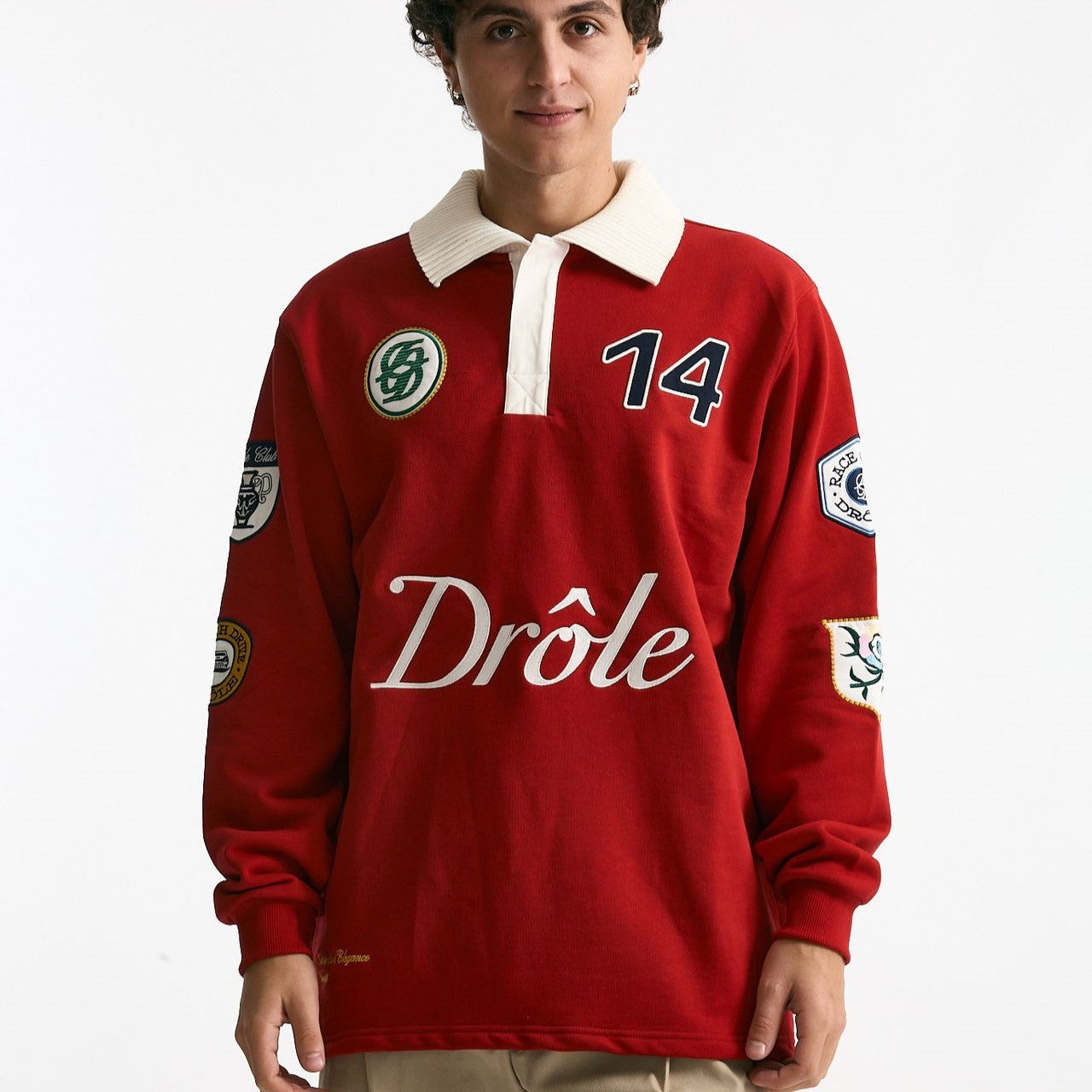 Felpa polo in cotone rosso uomo Drôle de monsieur - 7