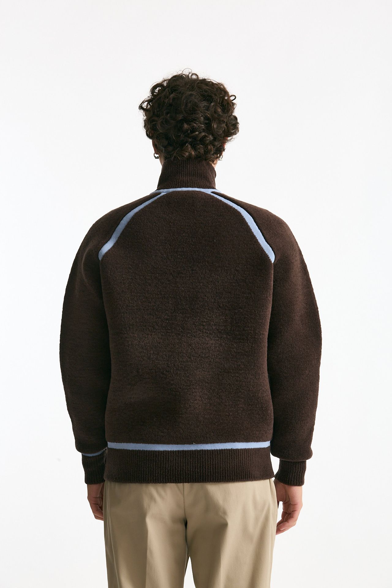 Maglia mezza zip marrone uomo Drôle de monsieur - 3