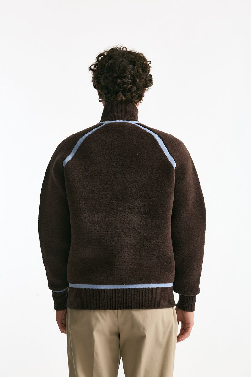 Maglia mezza zip marrone uomo Drôle de monsieur - 3