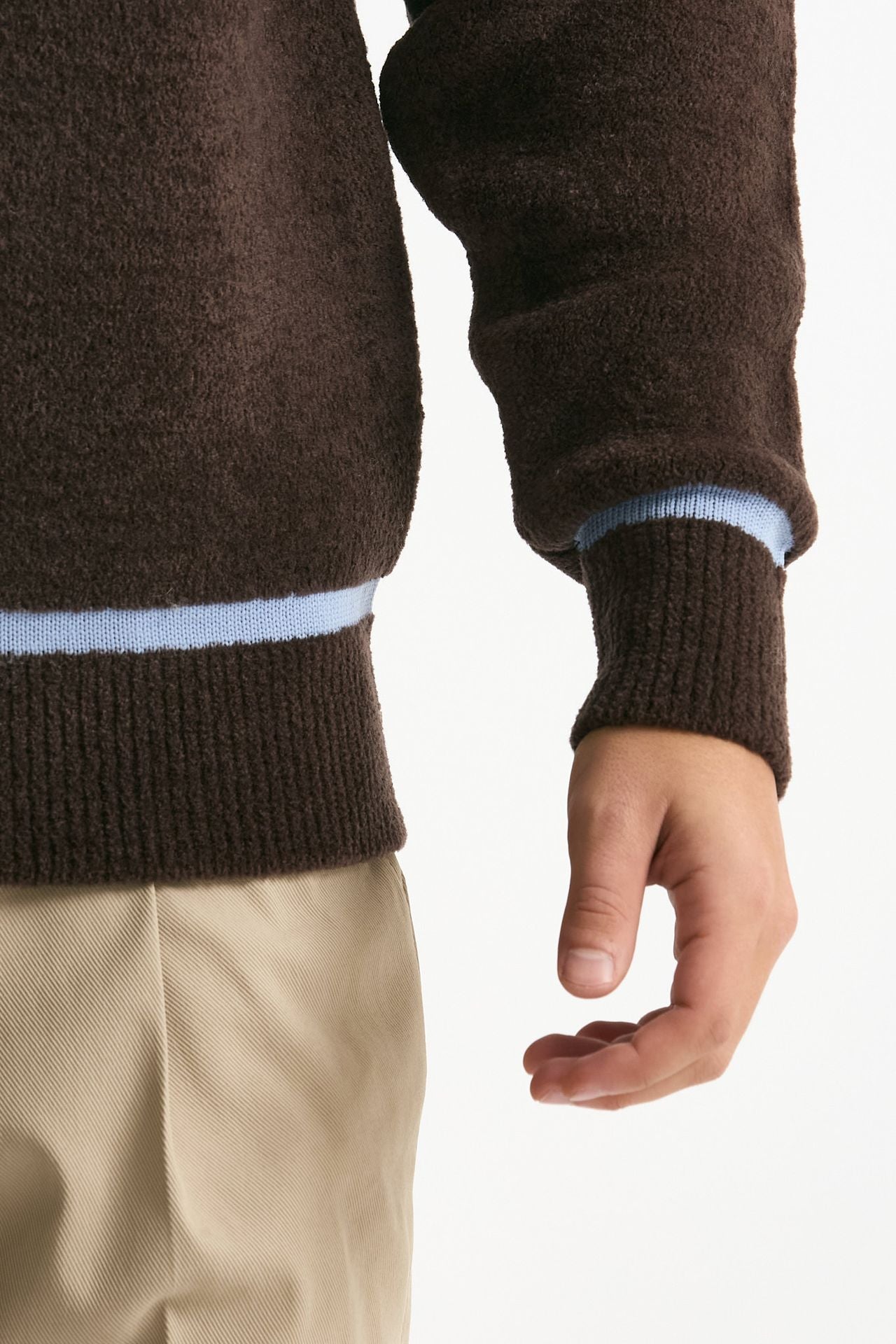 Maglia mezza zip marrone uomo Drôle de monsieur - 6