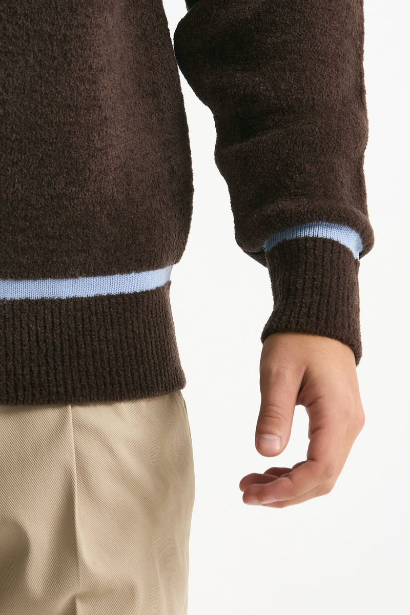 Maglia mezza zip marrone uomo Drôle de monsieur - 6