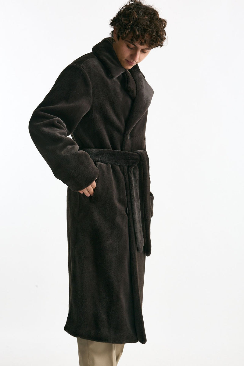 Eco pelliccia in poliestere marrone uomo Drôle de monsieur - 3