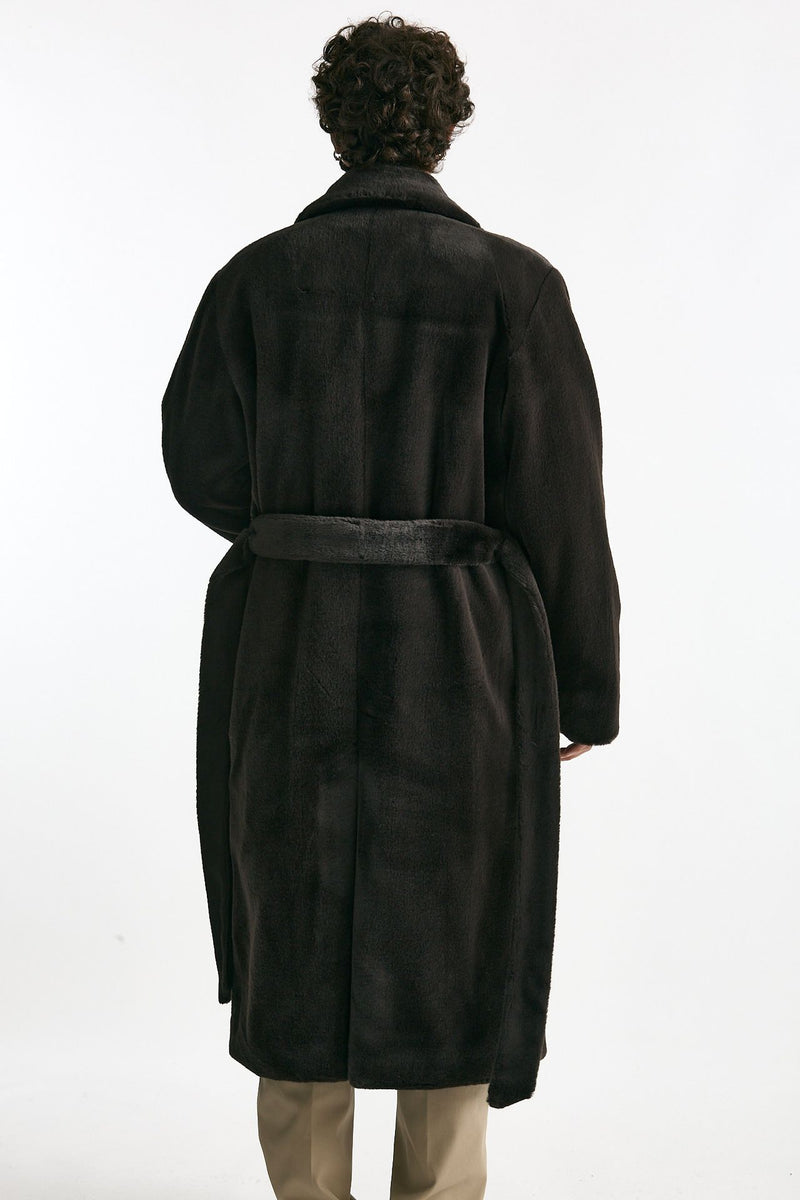 Eco pelliccia in poliestere marrone uomo Drôle de monsieur - 4