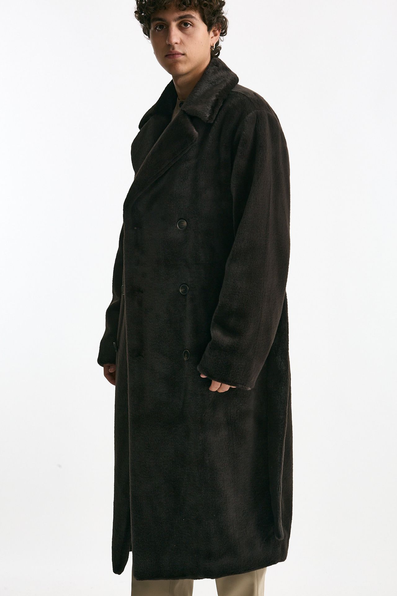 Eco pelliccia in poliestere marrone uomo Drôle de monsieur - 5