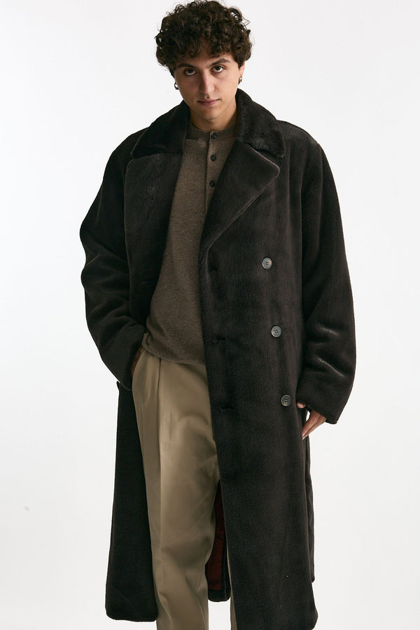 Eco pelliccia in poliestere marrone uomo Drôle de monsieur