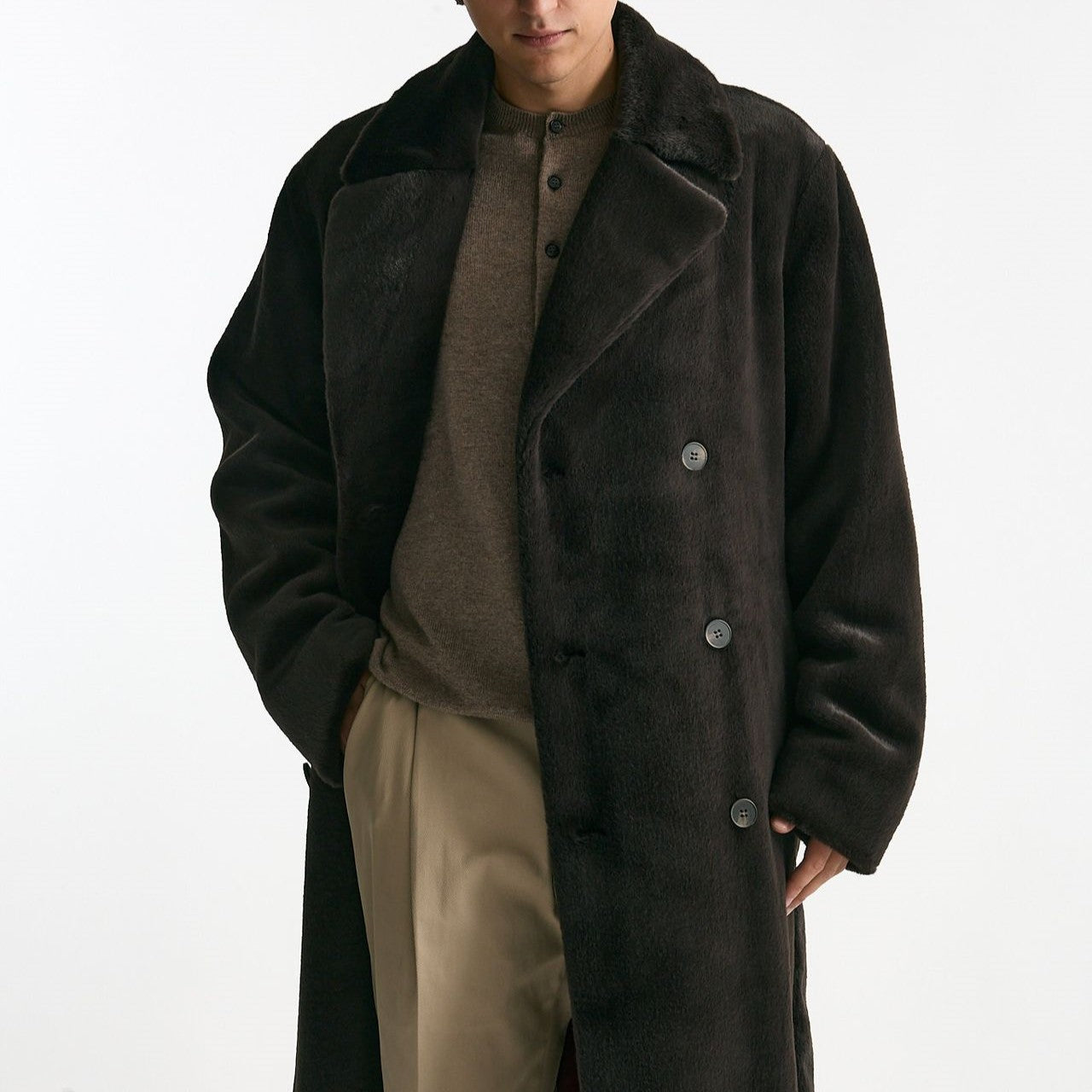 Eco pelliccia in poliestere marrone uomo Drôle de monsieur - 9