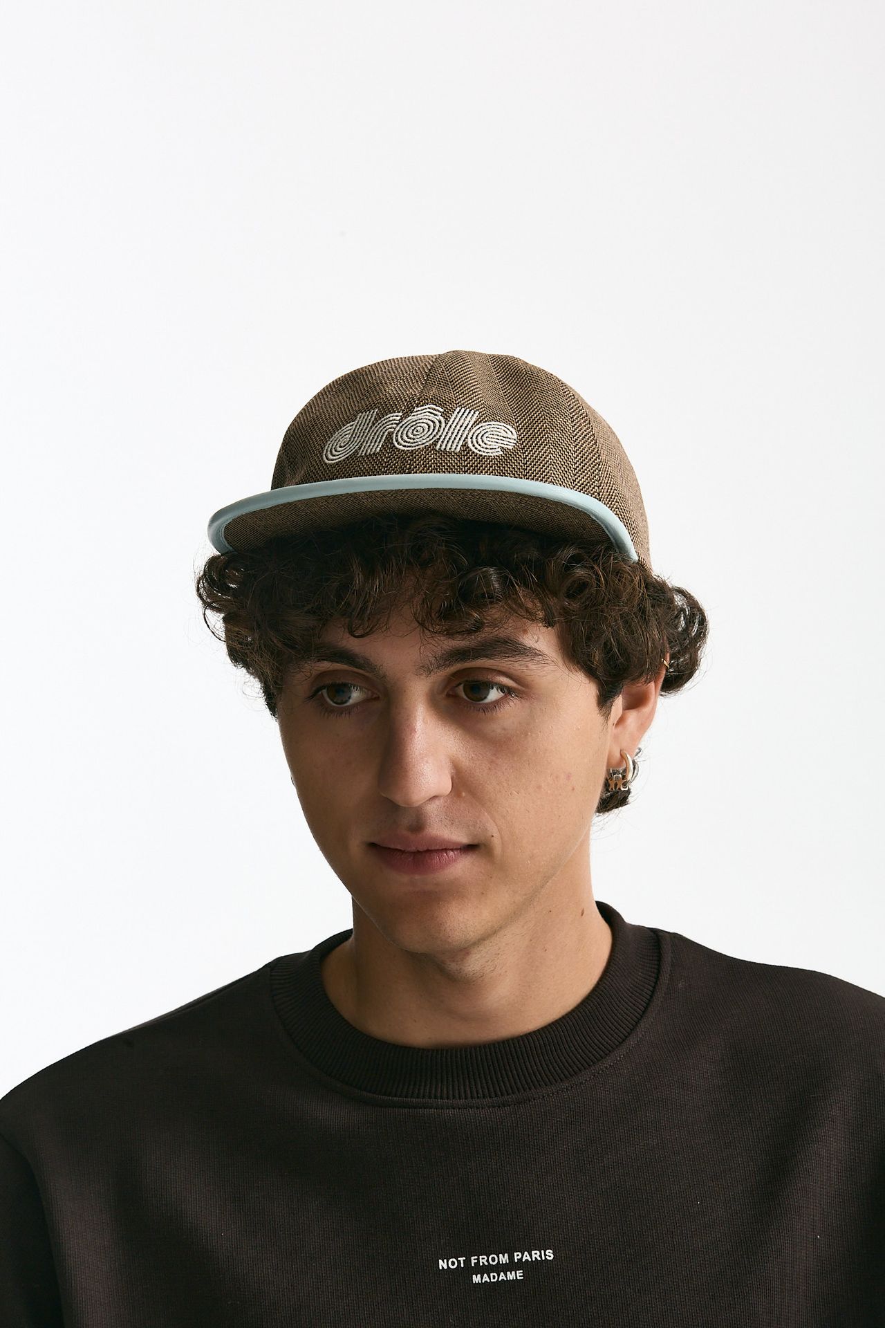 Cappello in lana spigato marrone uomo Drôle de monsieur - 2