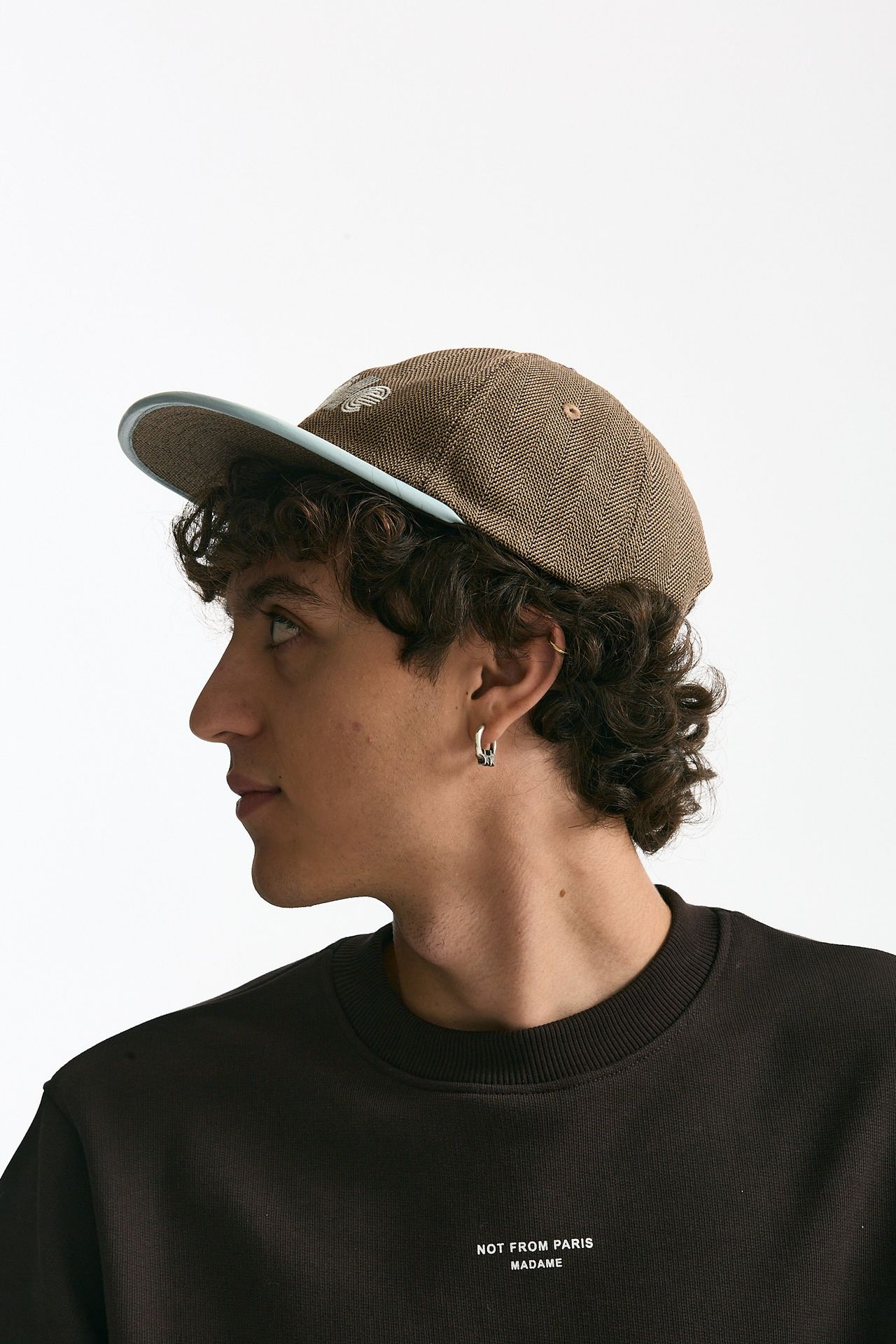 Cappello in lana spigato marrone uomo Drôle de monsieur - 1