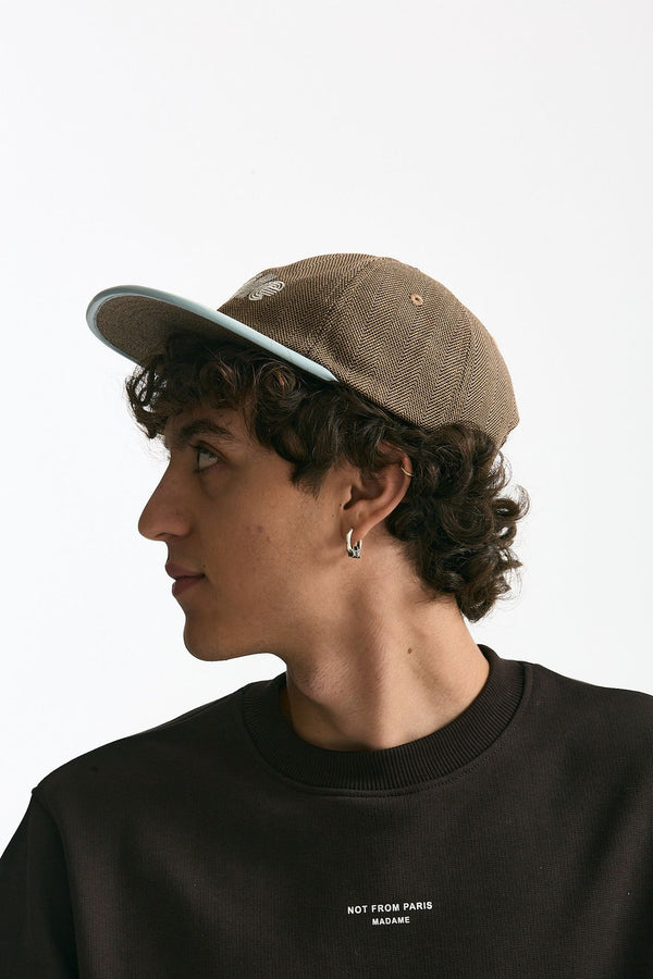 Cappello in lana spigato marrone uomo Drôle de monsieur