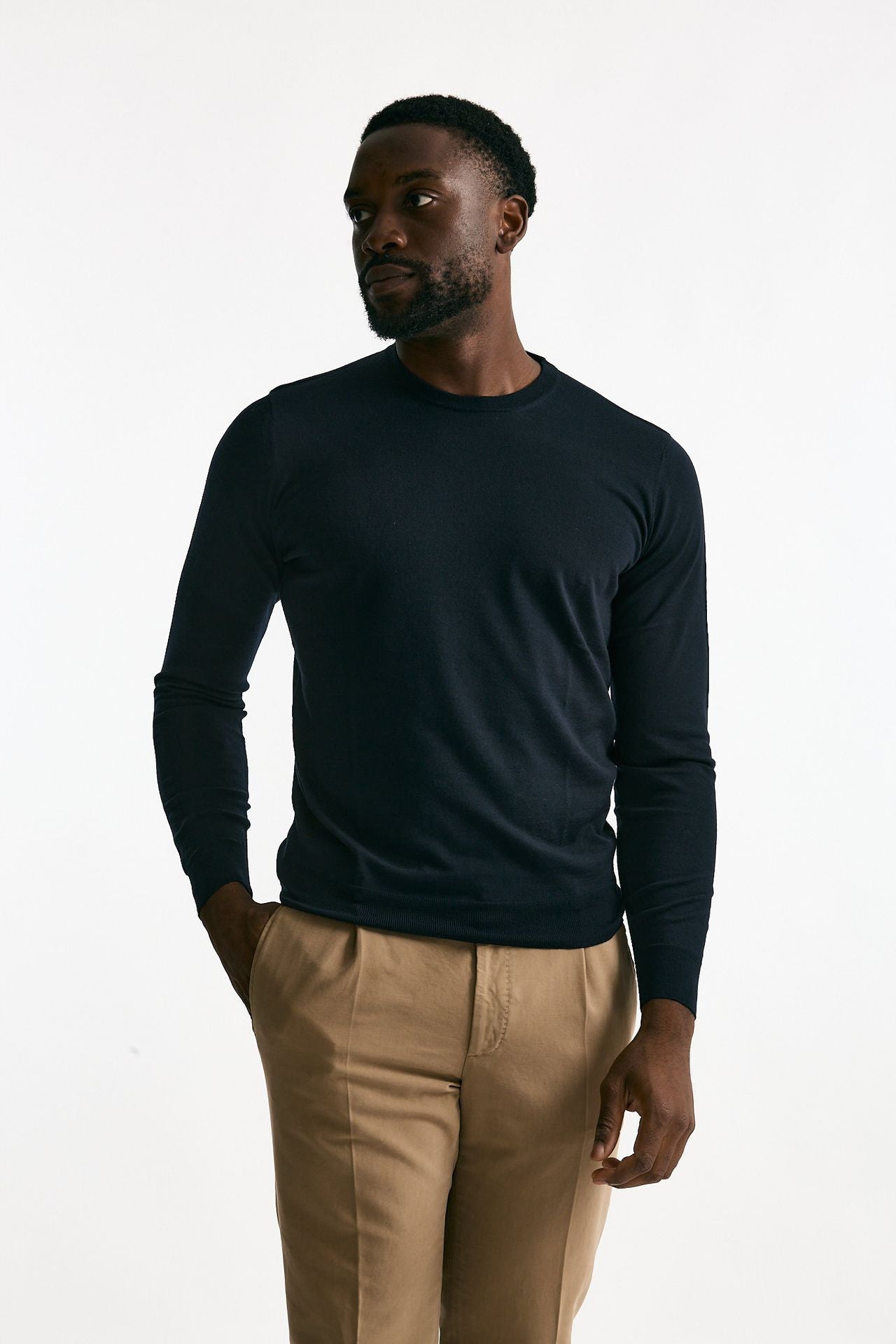 Maglia MODERN in lana rasata blu uomo Drumohr - 1