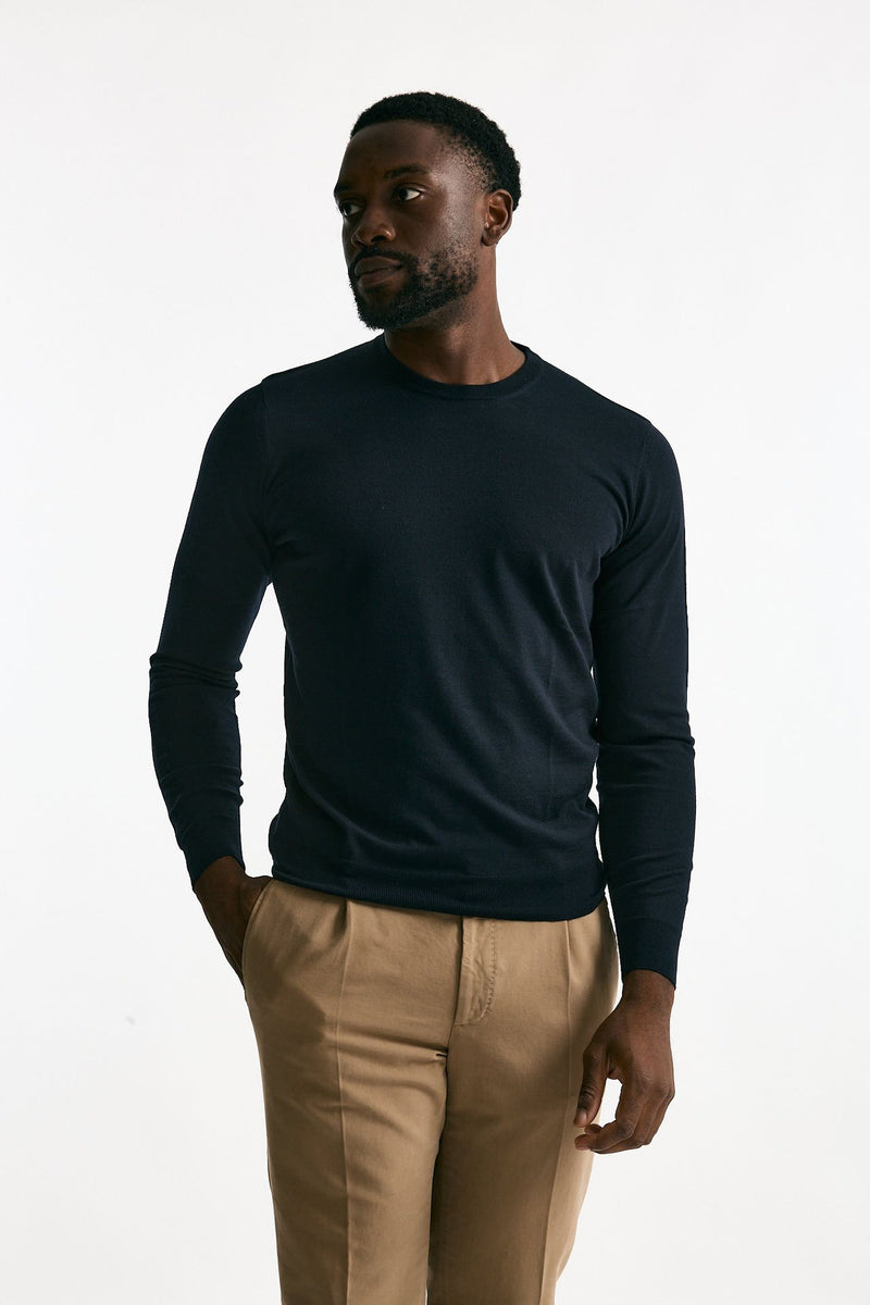 Maglia MODERN in lana rasata blu uomo Drumohr - 1