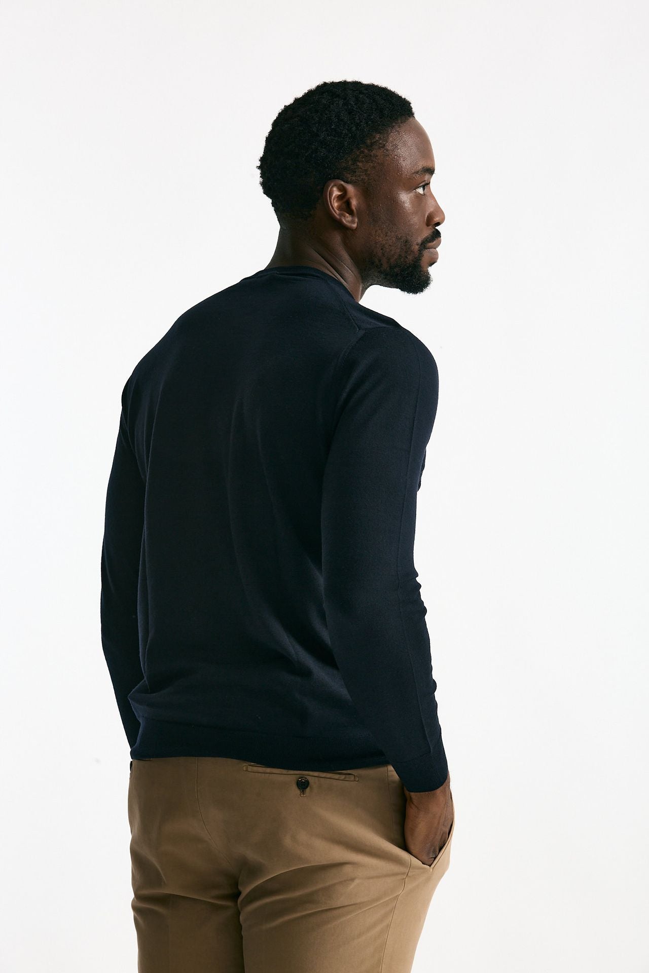 Maglia MODERN in lana rasata blu uomo Drumohr - 2