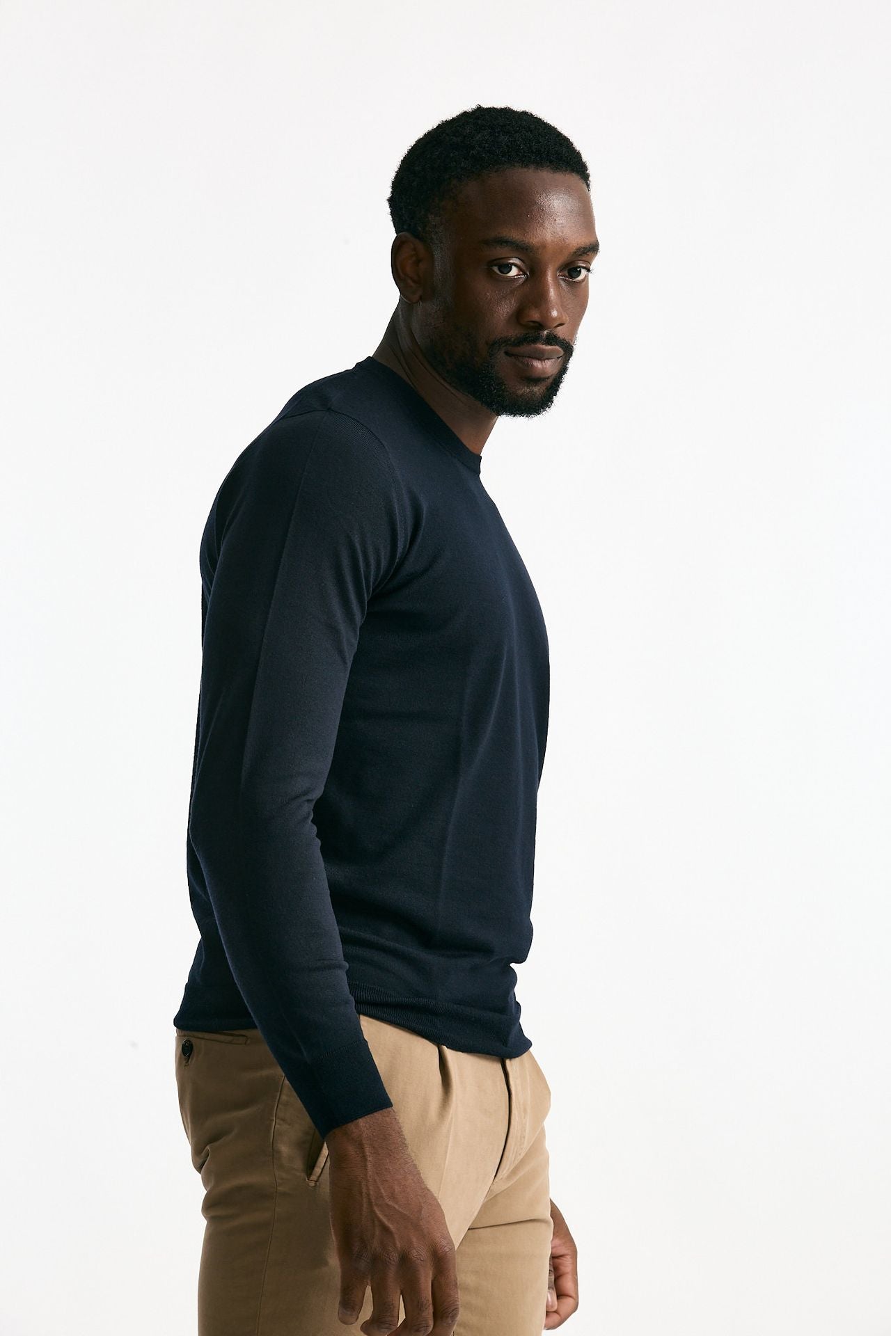 Maglia MODERN in lana rasata blu uomo Drumohr - 3