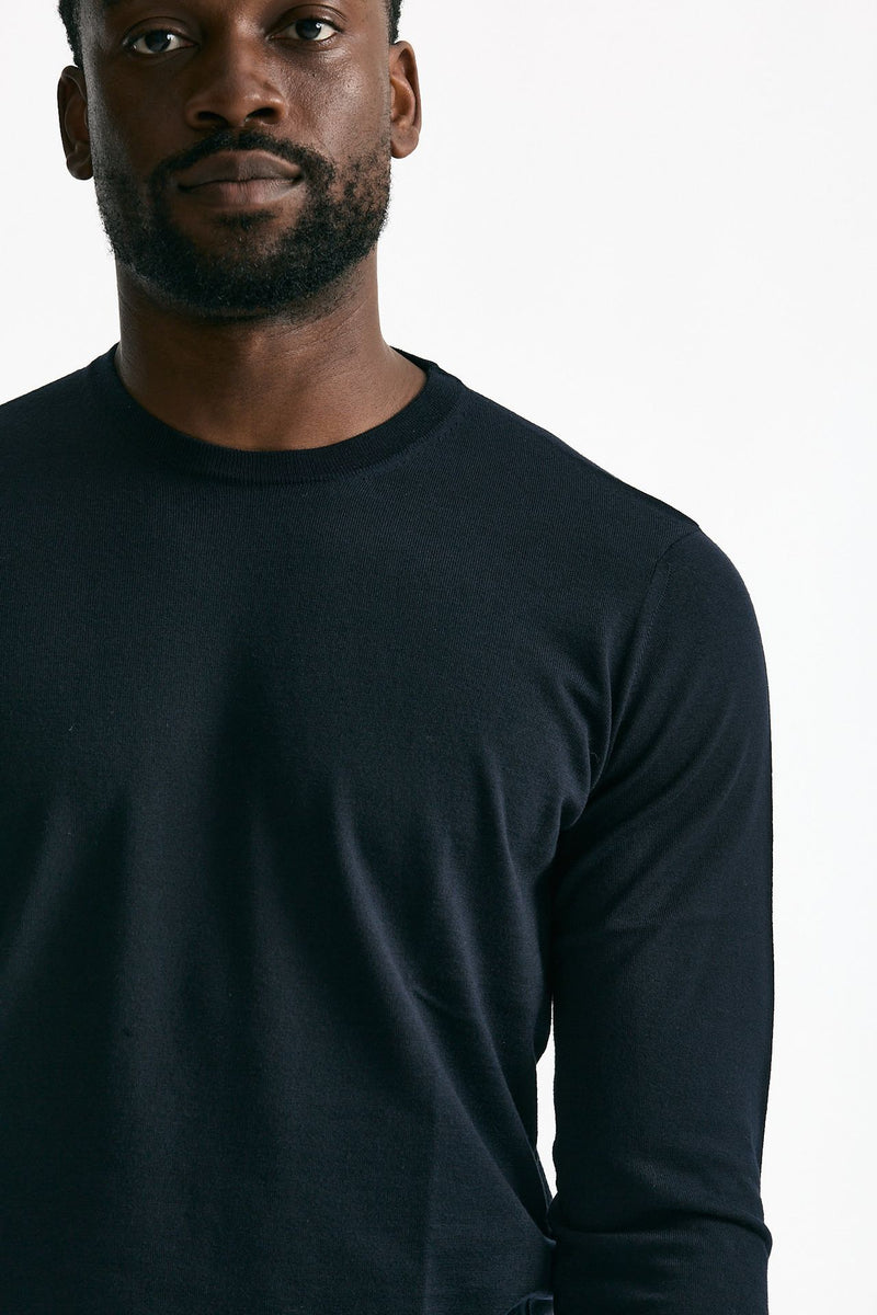 Maglia MODERN in lana rasata blu uomo Drumohr - 4