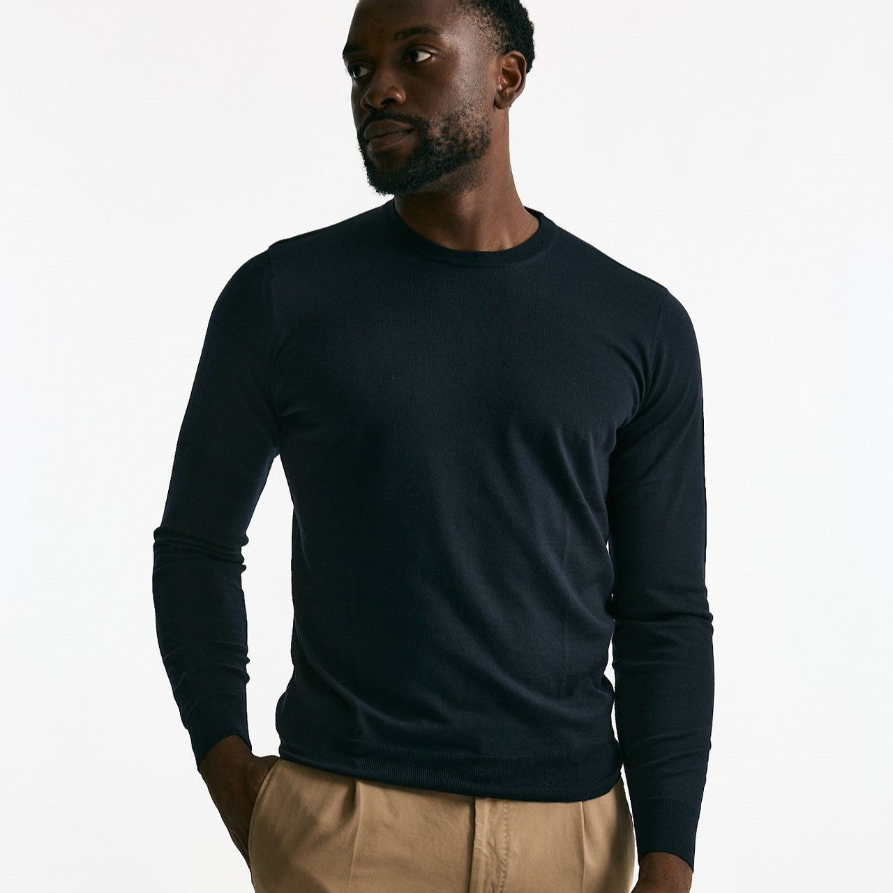 Maglia MODERN in lana rasata blu uomo Drumohr - 5