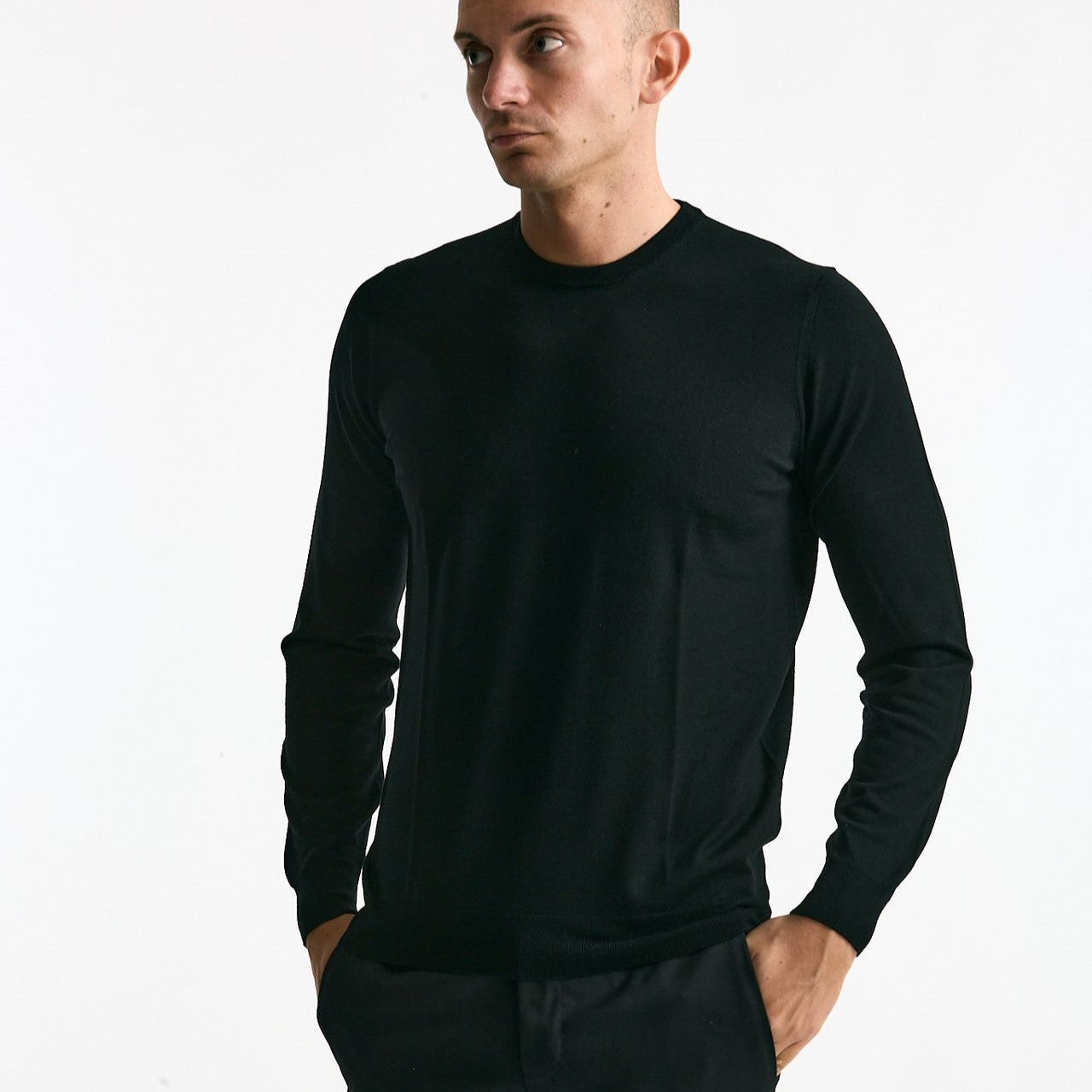 Maglia MODERN in lana rasata nero uomo Drumohr - 6