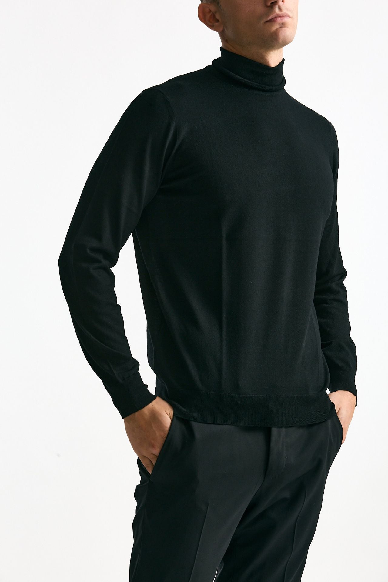 Dolcevita MODERN in lana rasata nero uomo Drumohr - 5