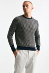 Maglia in cashmere fantasia blu e beige uomo Drumohr - 4