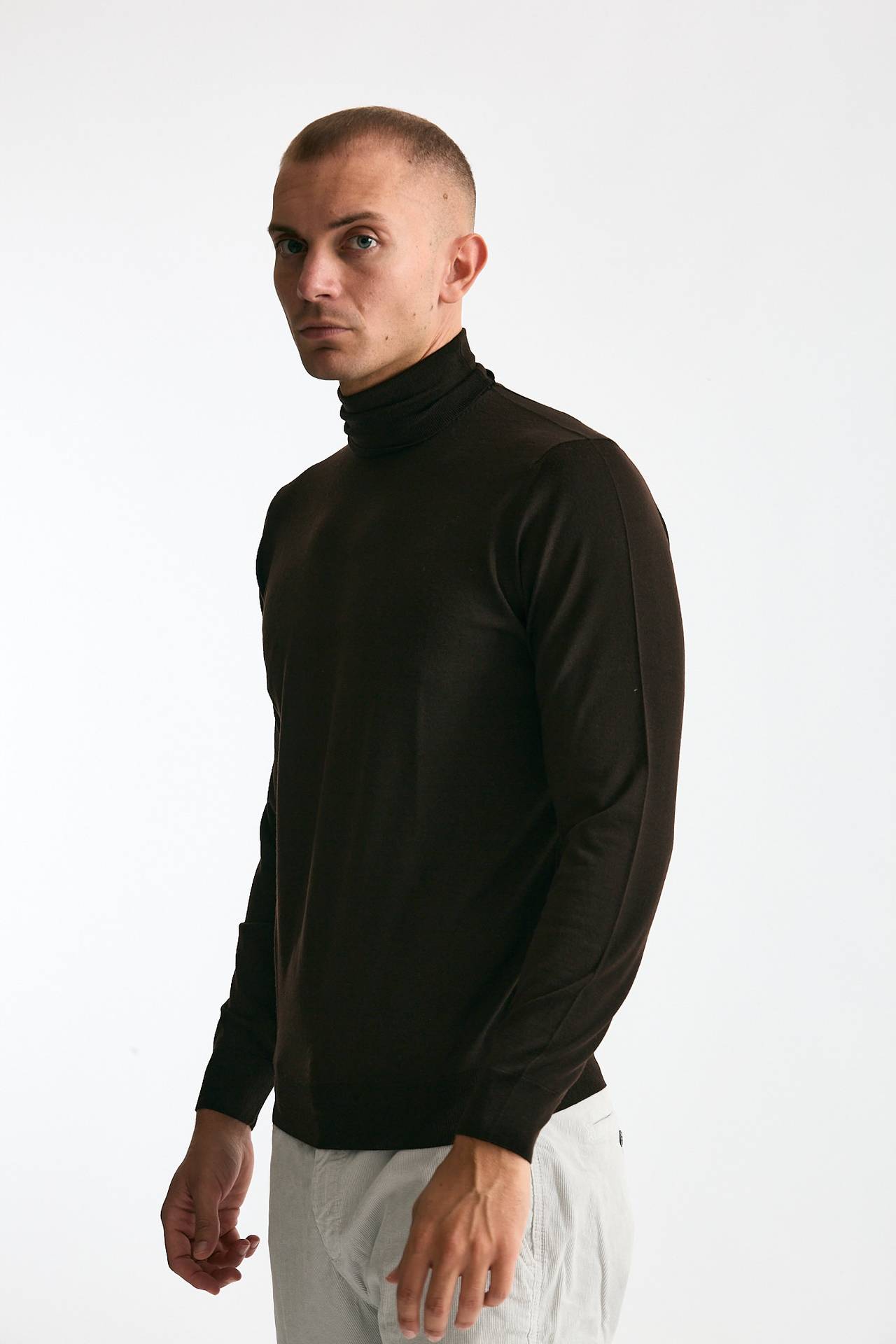 Dolcevita MODERN in lana rasata marrone uomo Drumohr - 3