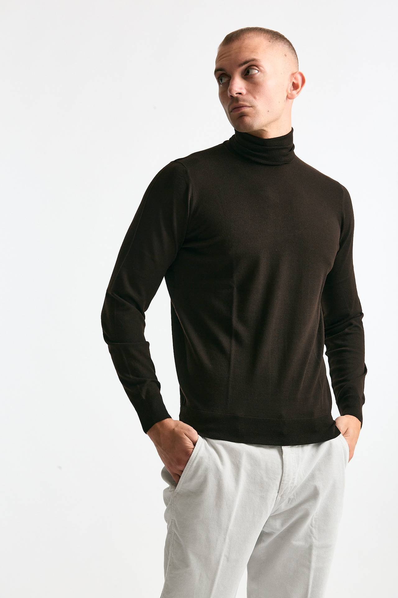 Dolcevita MODERN in lana rasata marrone uomo Drumohr - 1