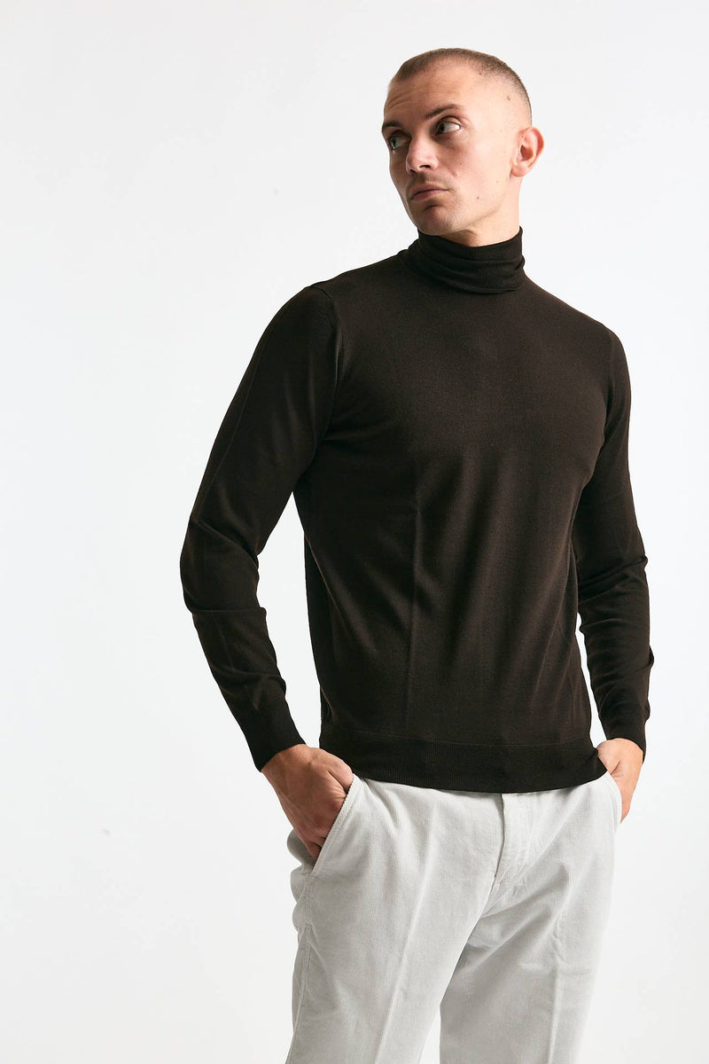 Dolcevita MODERN in lana rasata marrone uomo Drumohr - 1