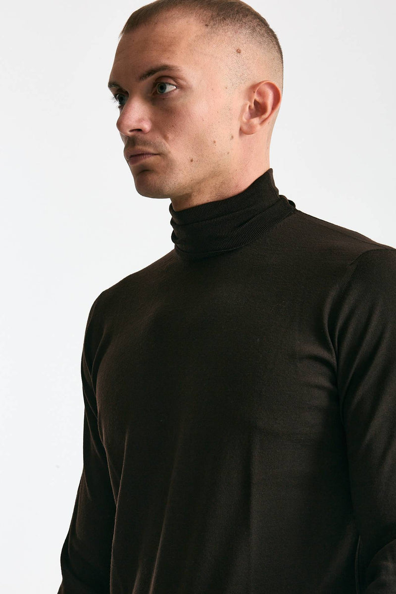 Dolcevita MODERN in lana rasata marrone uomo Drumohr - 6