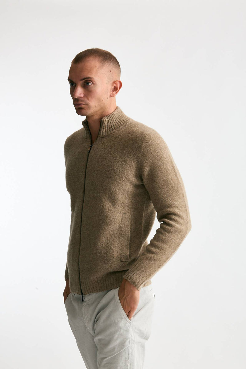 Maglia in lambswool beige full zip uomo Drumohr - 2