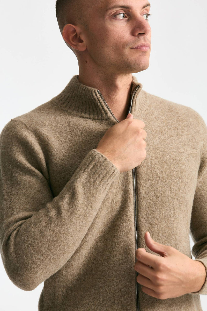 Maglia in lambswool beige full zip uomo Drumohr - 5
