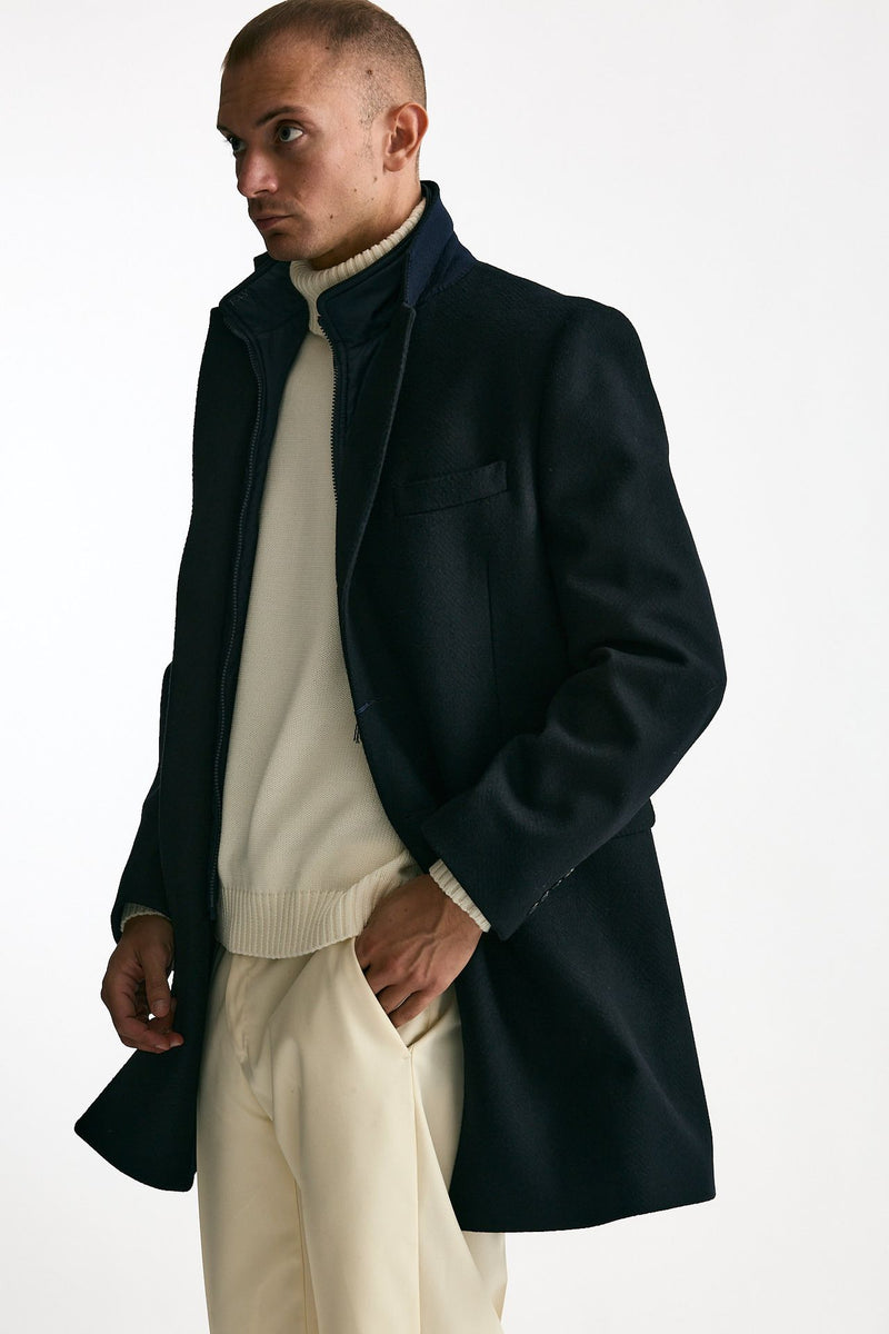 Cappotto FAY monopetto in lana e cashmere blu uomo Fay - 1