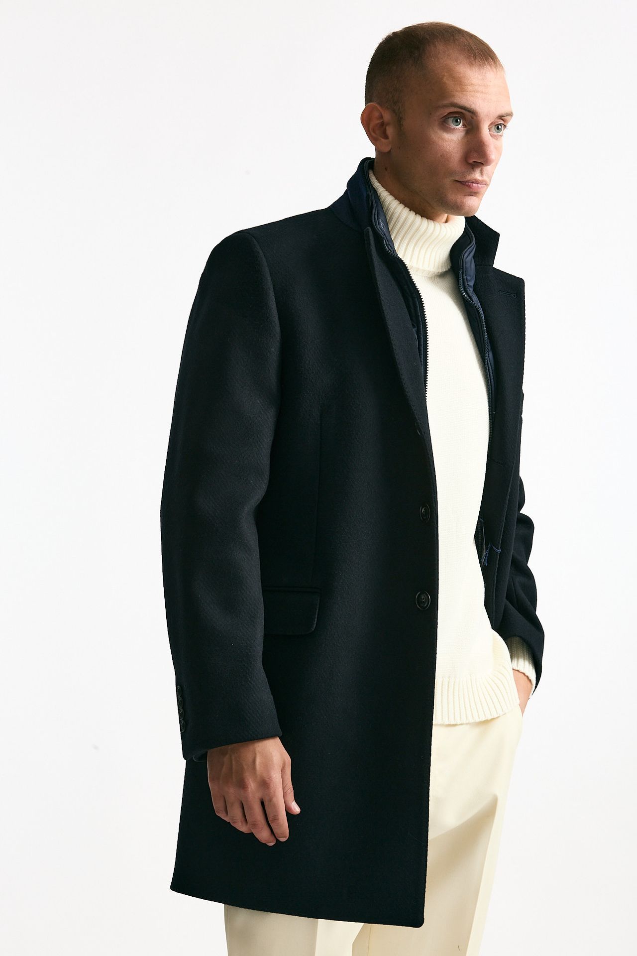 Cappotto FAY monopetto in lana e cashmere blu uomo Fay - 3