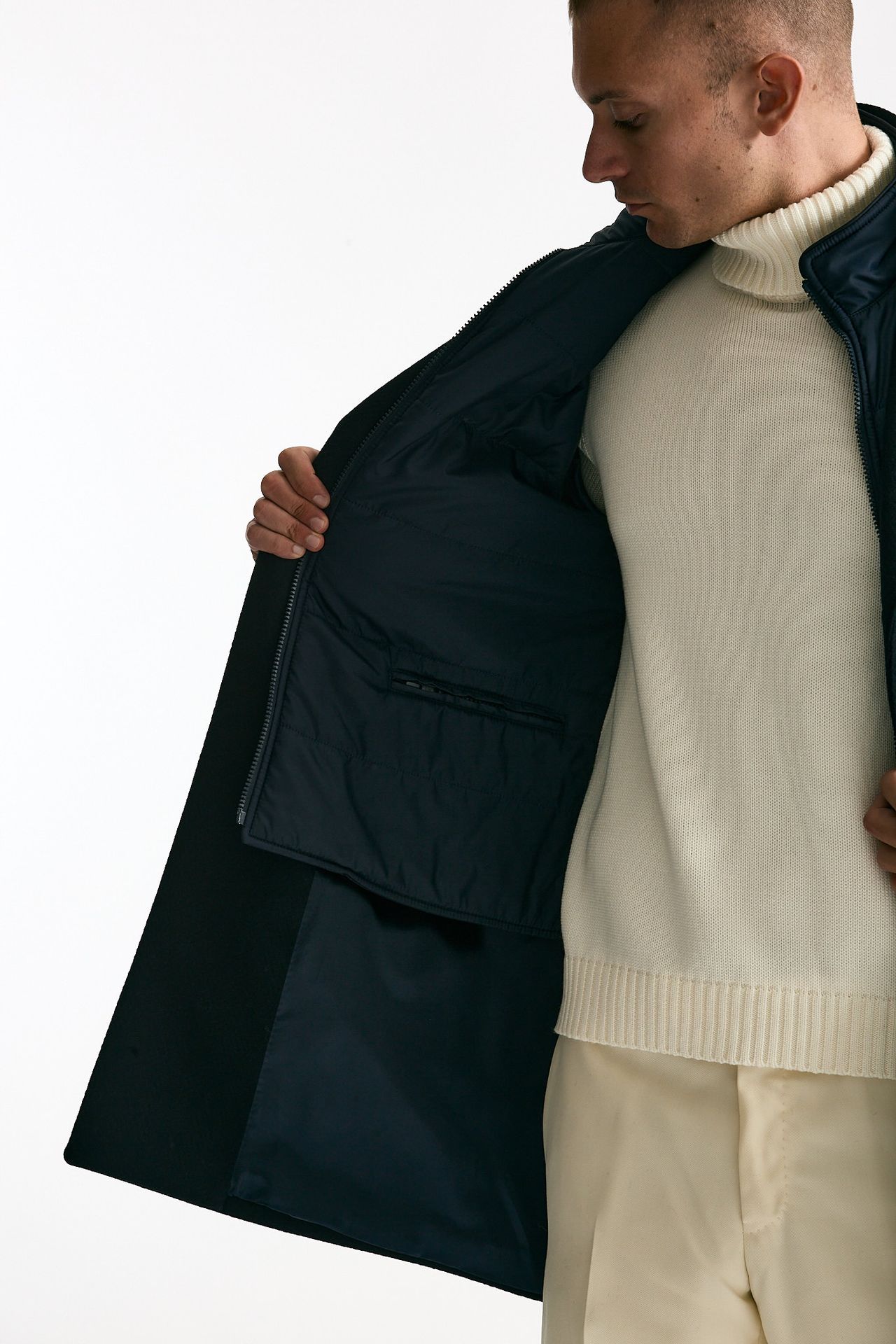 Cappotto FAY monopetto in lana e cashmere blu uomo Fay - 5