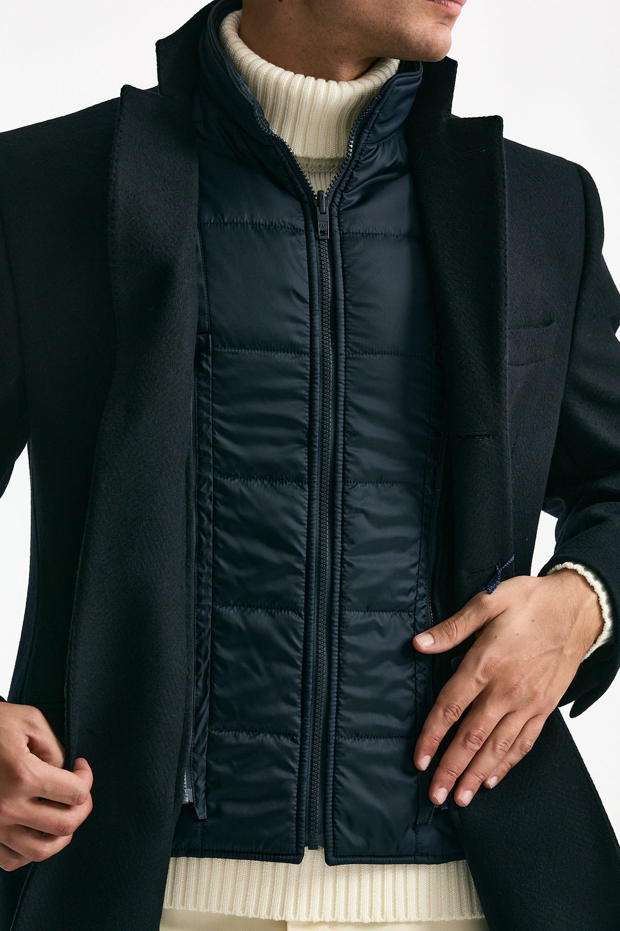 Cappotto FAY monopetto in lana e cashmere blu uomo Fay - 6