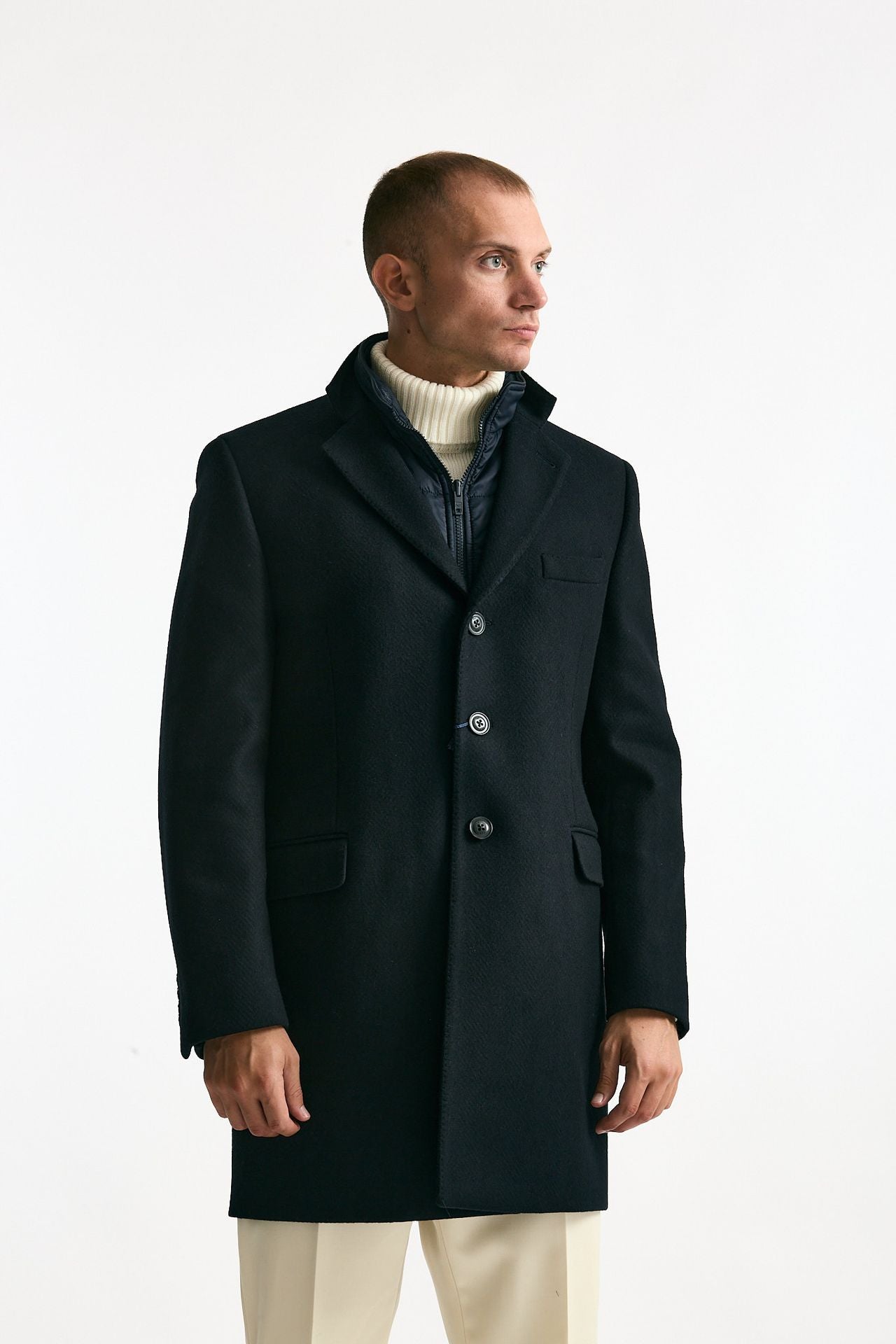 Cappotto FAY monopetto in lana e cashmere blu uomo Fay - 4
