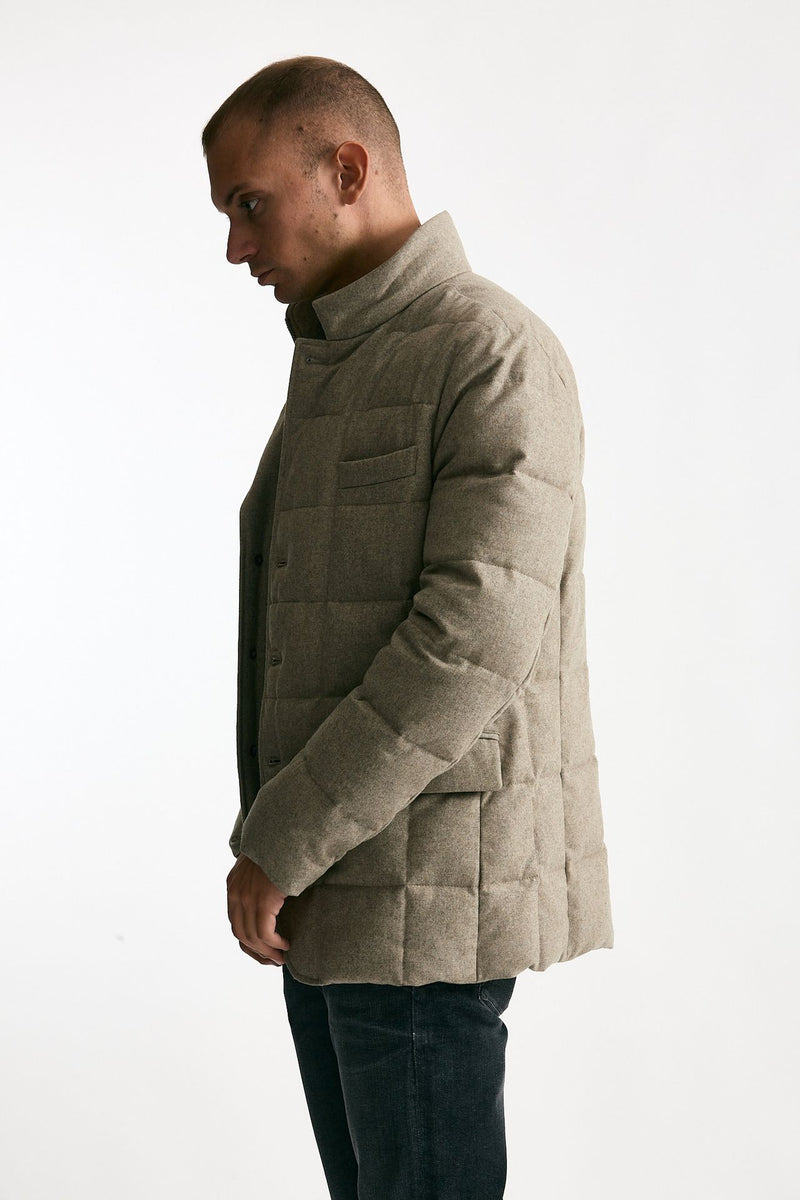Piumino-giacca trapuntato in flanella di lana beige uomo Fay - 1