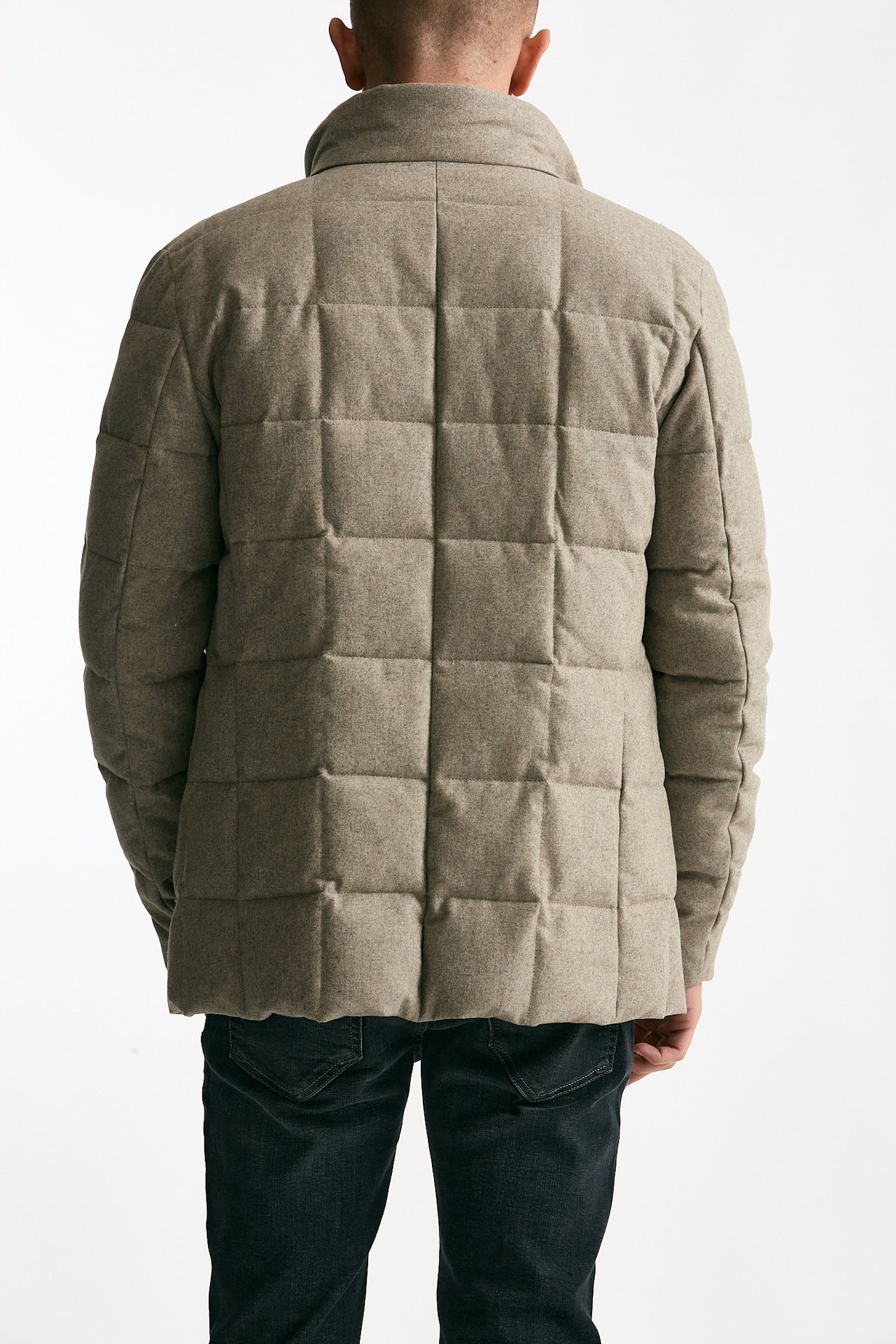 Piumino-giacca trapuntato in flanella di lana beige uomo Fay - 3